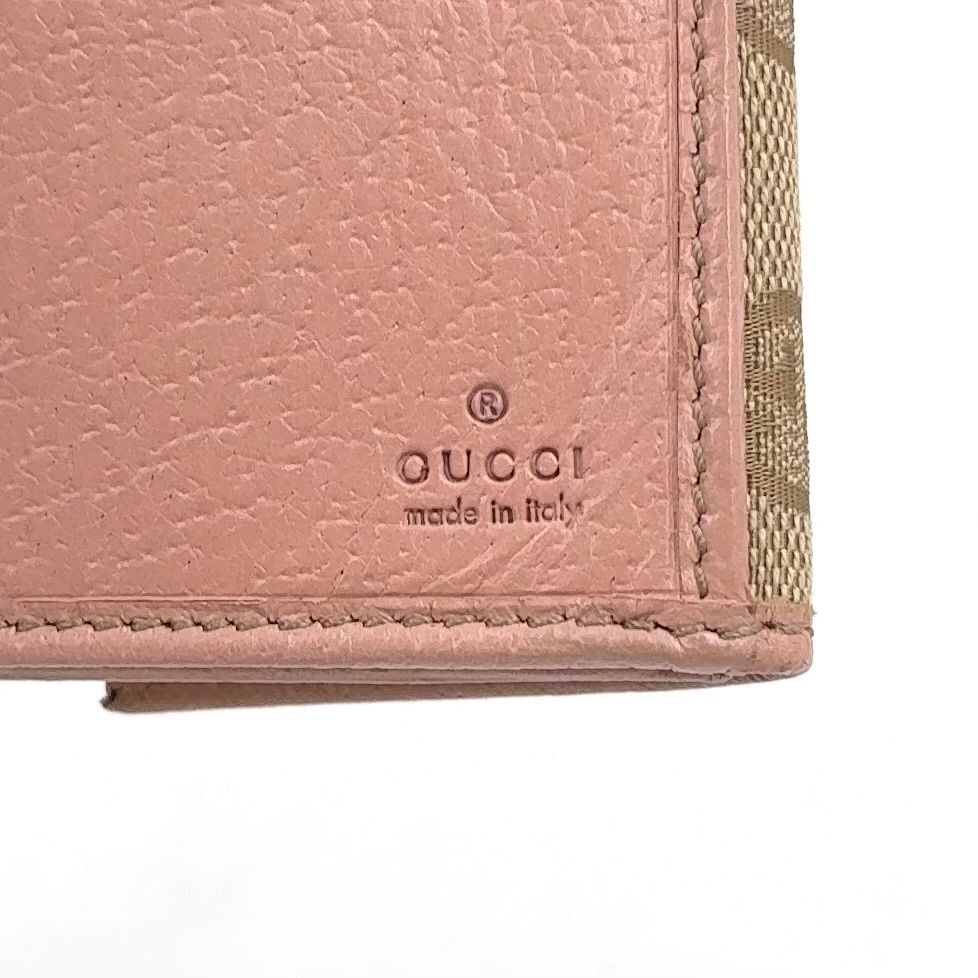 Gucci GG Canvas Hook Leather Beige Lightpink Wallet Gold — view 4