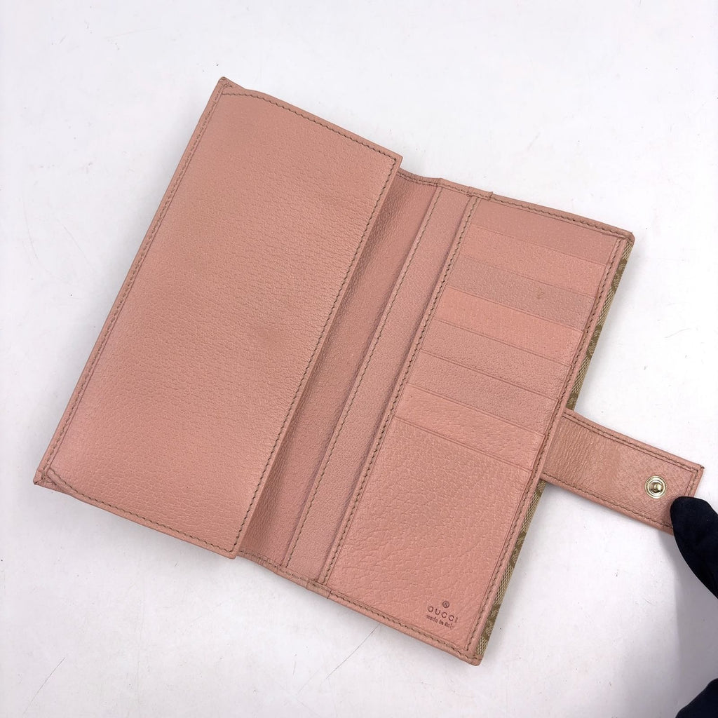 Gucci GG Canvas Hook Leather Beige Lightpink Wallet Gold — view 3