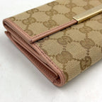 Gucci GG Canvas Hook Leather Beige Lightpink Wallet Gold — view 6