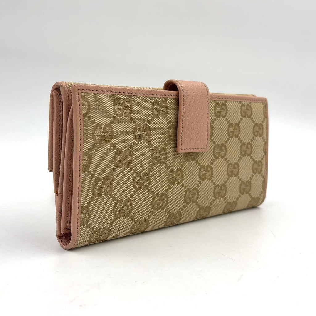 Gucci GG Canvas Hook Leather Beige Lightpink Wallet Gold — view 2