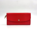 Louis Vuitton Portefeuille Emily Leather Red Wallet Silver