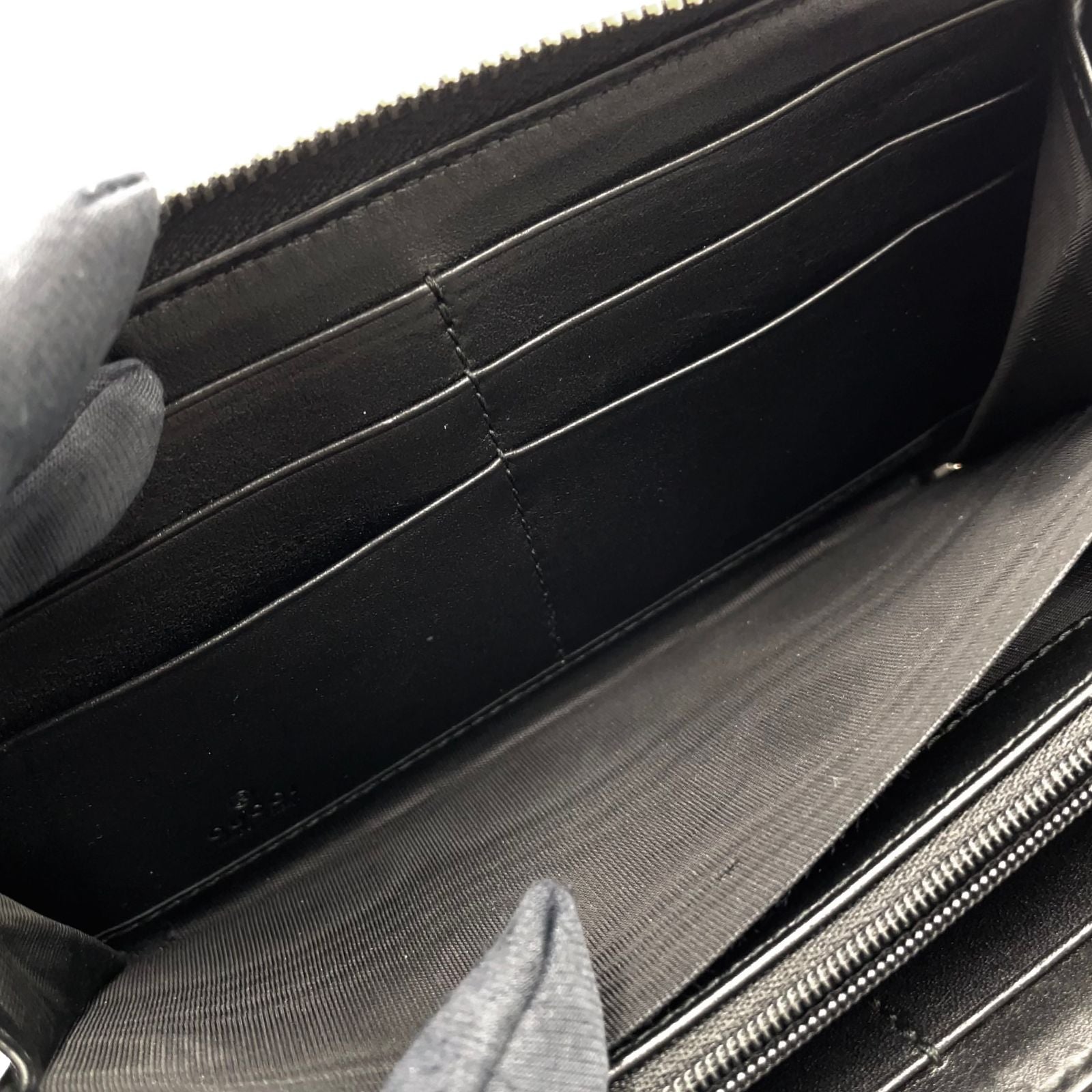 Gucci la Logo Leather Green Black Wallet Silver — view 6