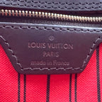 Louis Vuitton Neverfull MM Damier Ebene Pouch Leather Brown Tote Gold — view 4
