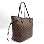 Louis Vuitton Neverfull MM Damier Ebene Pouch Leather Brown Tote Gold — view 2