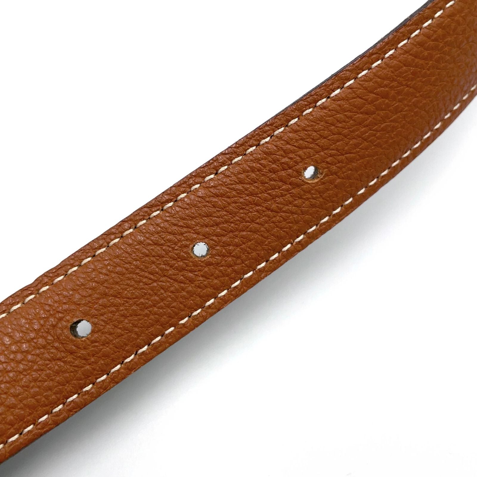 Hermes Constance Buckle Leather Metal Silver Black Belt — view 9