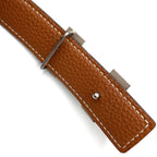 Hermes Constance Buckle Leather Metal Silver Black Belt — view 8