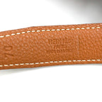 Hermes Constance Buckle Leather Metal Silver Black Belt — view 2
