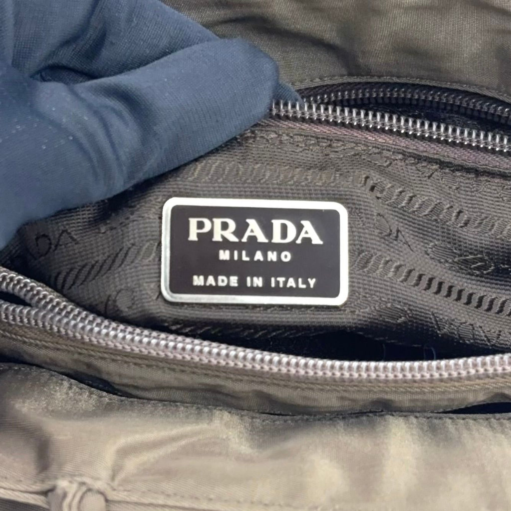Prada Nylon Khaki Green Handbag Silver — view 4