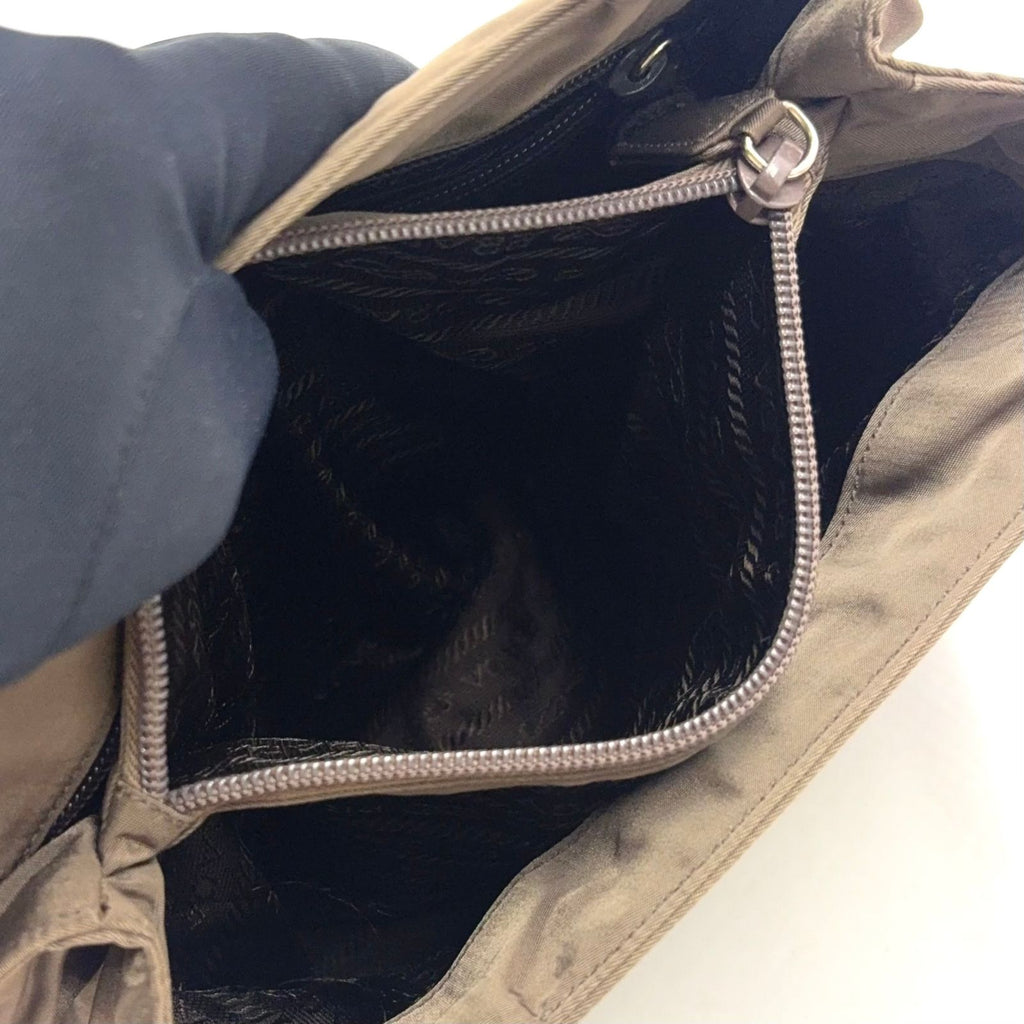 Prada Nylon Khaki Green Handbag Silver — view 6