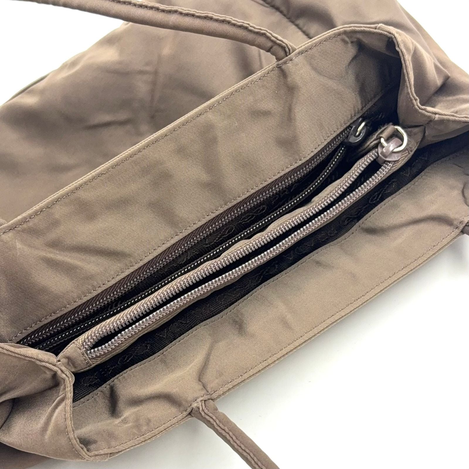 Prada Nylon Khaki Green Handbag Silver — view 8