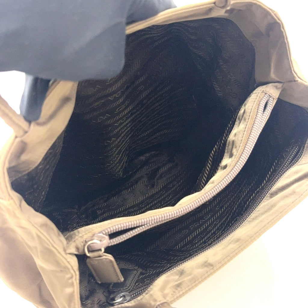 Prada Nylon Khaki Green Handbag Silver — view 3