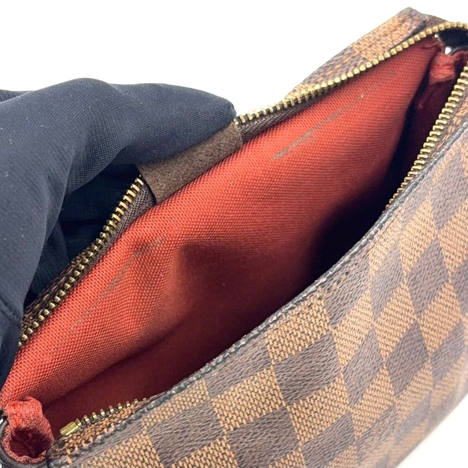 Louis Vuitton Trousse Makeup Damier Ebene Leather Brown Handbag Gold — view 8