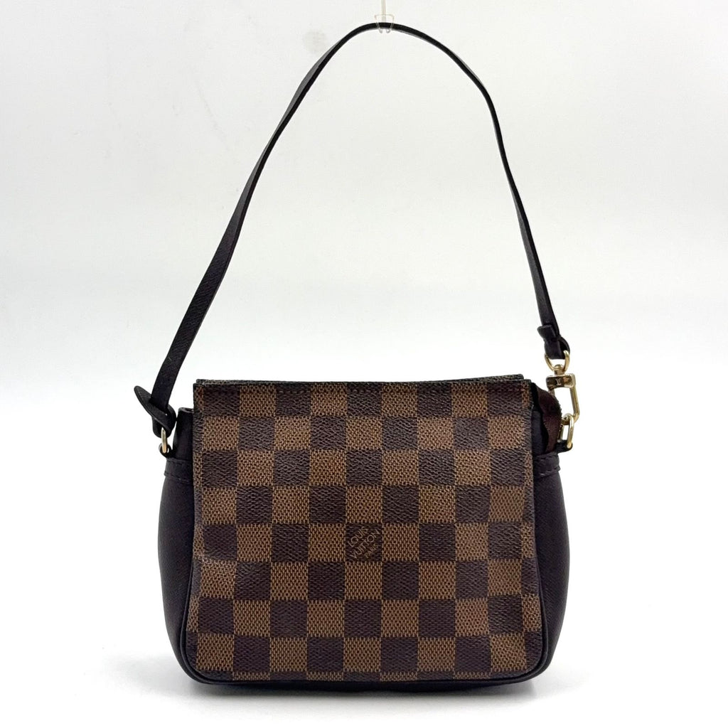 Louis Vuitton Trousse Makeup Damier Ebene Leather Brown Handbag Gold