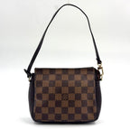 Louis Vuitton Trousse Makeup Damier Ebene Leather Brown Handbag Gold