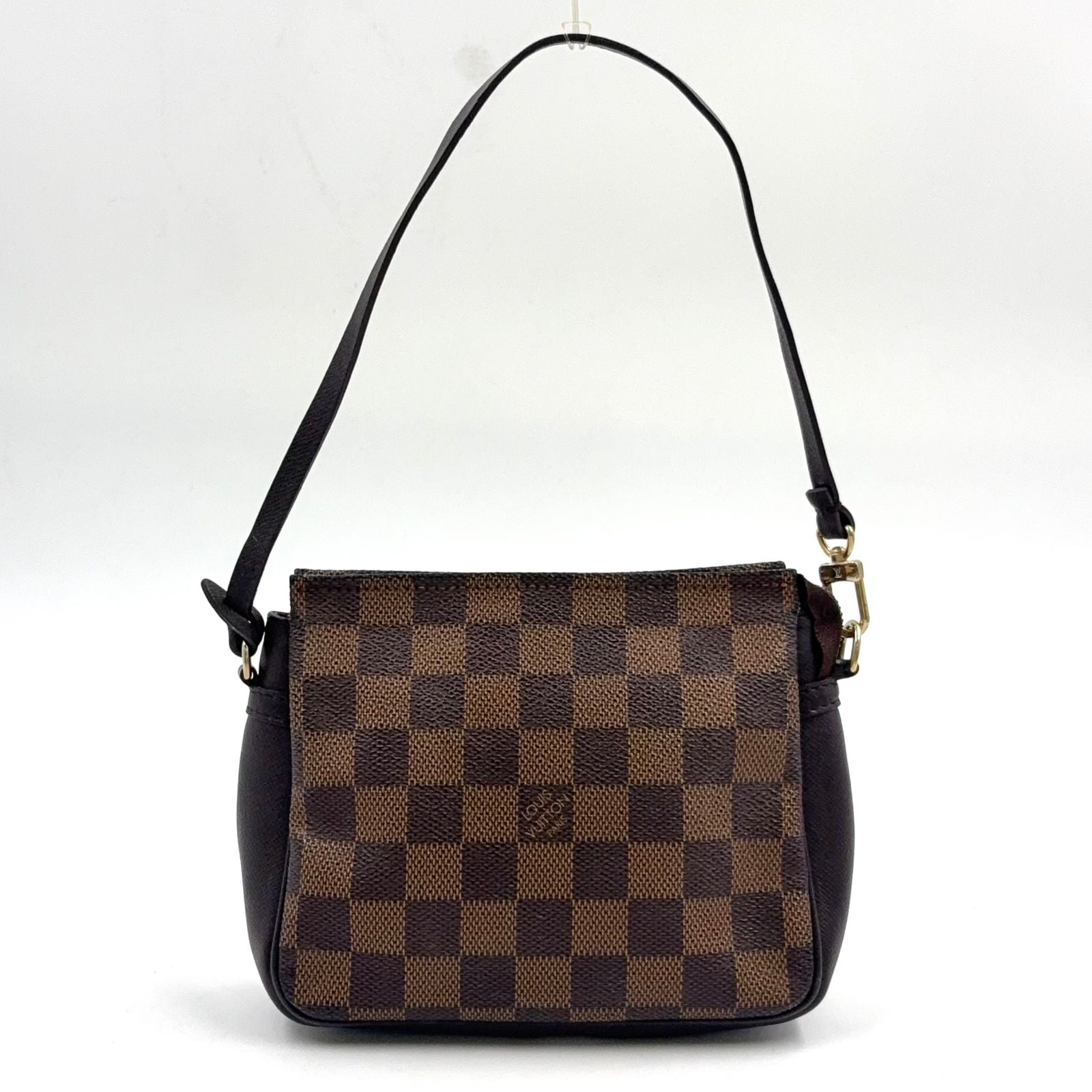 Louis Vuitton Trousse Makeup Damier Ebene Leather Brown Handbag Gold