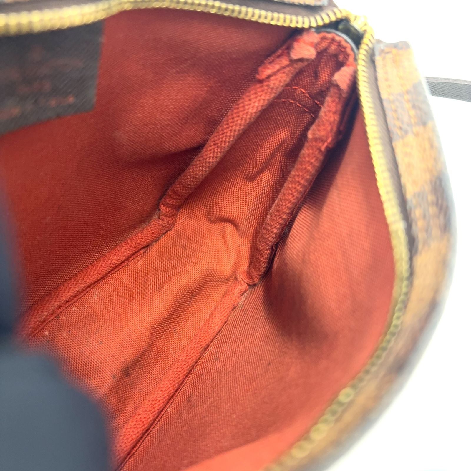 Louis Vuitton Trousse Makeup Damier Ebene Leather Brown Handbag Gold — view 6