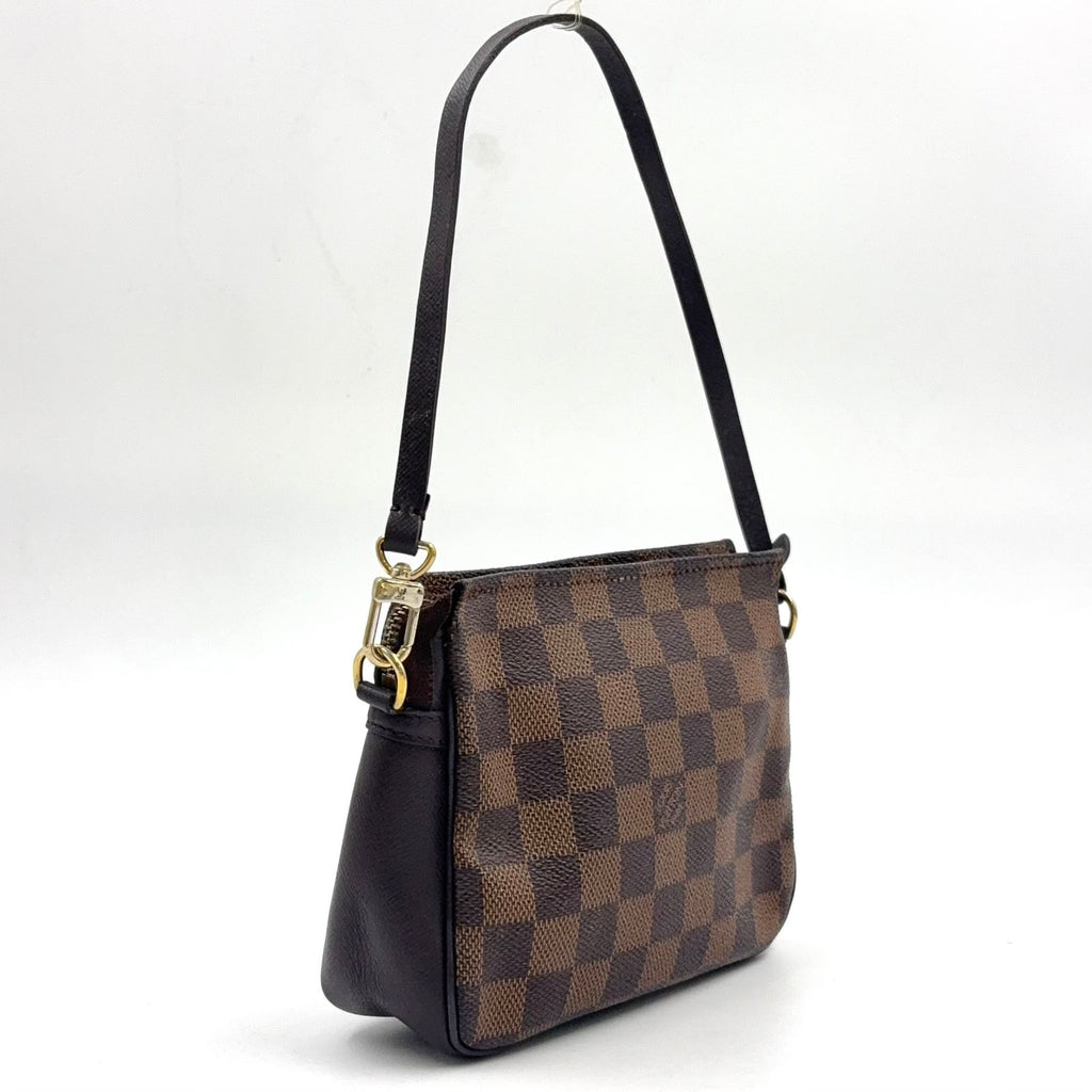 Louis Vuitton Trousse Makeup Damier Ebene Leather Brown Handbag Gold — view 2