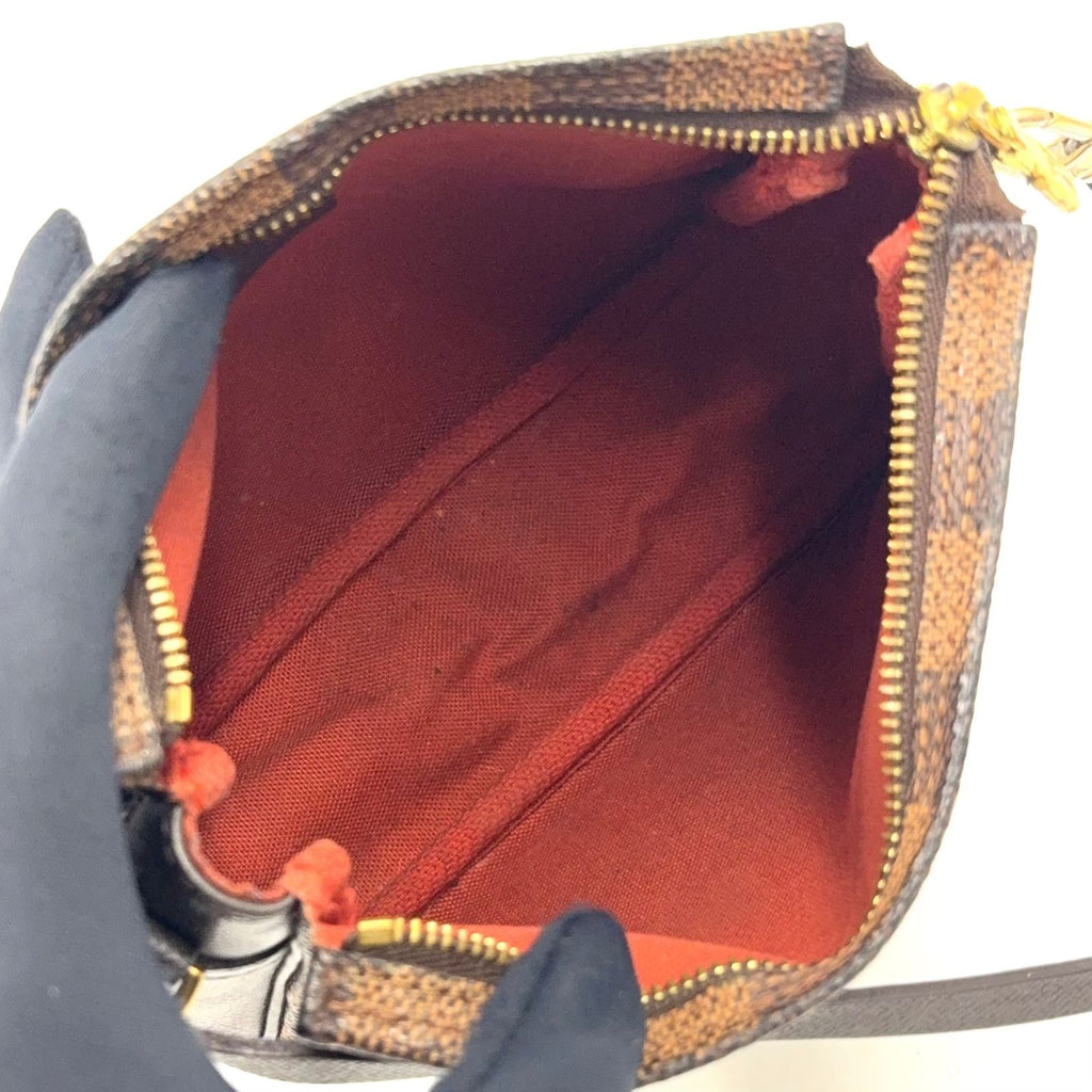 Louis Vuitton Trousse Makeup Damier Ebene Leather Brown Handbag Gold — view 3