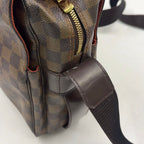 Louis Vuitton Naviglio Damier Ebene Leather Brown Shoulder Bag Gold — view 6