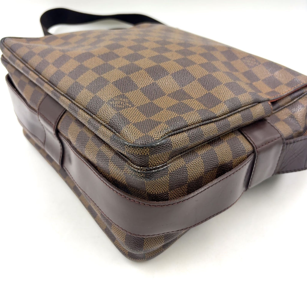 Louis Vuitton Naviglio Damier Ebene Leather Brown Shoulder Bag Gold — view 9
