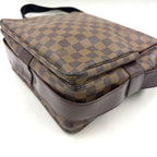 Louis Vuitton Naviglio Damier Ebene Leather Brown Shoulder Bag Gold — view 9