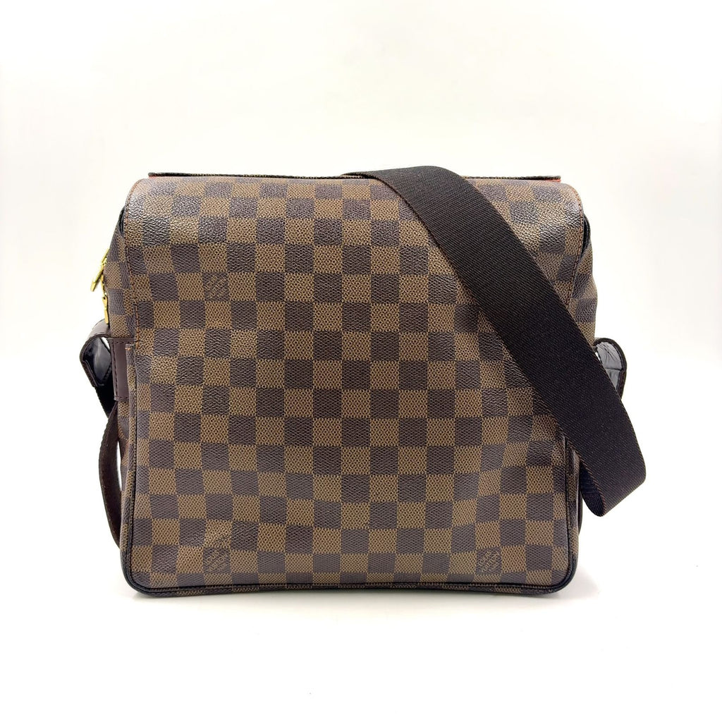 Louis Vuitton Naviglio Damier Ebene Leather Brown Shoulder Bag Gold