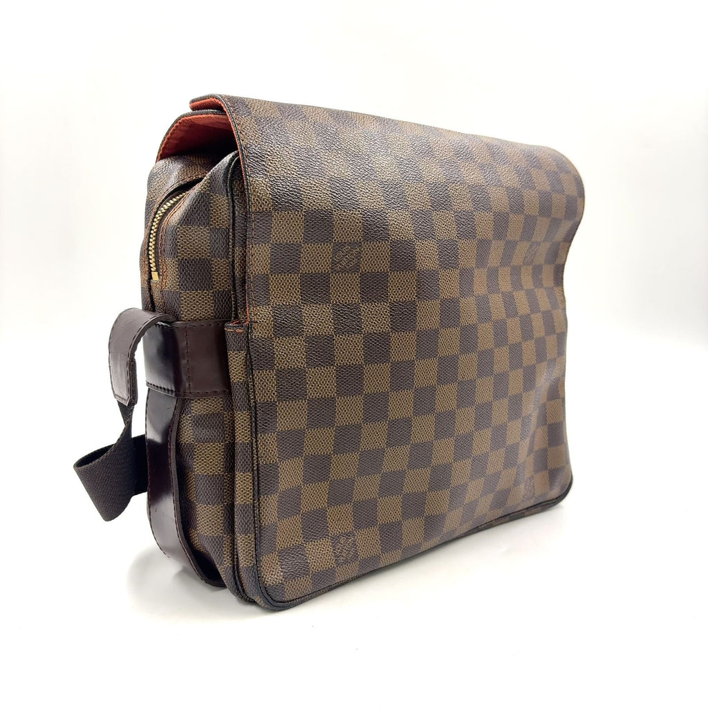 Louis Vuitton Naviglio Damier Ebene Leather Brown Shoulder Bag Gold — view 2