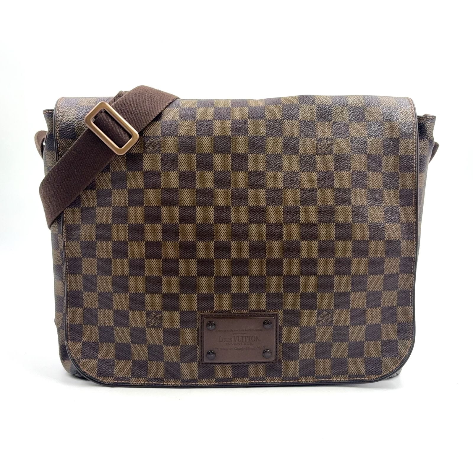 Louis Vuitton Brooklyn MM Damier Ebene Brown Shoulder Bag Gold