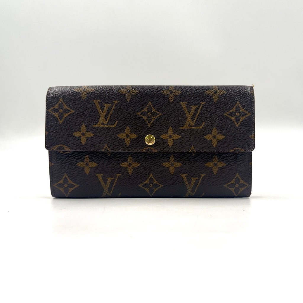 Louis Vuitton Porto International Monogram Leather Brown Tri Foldlong Wallet