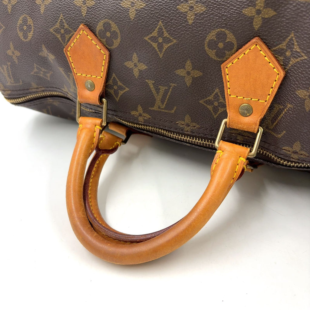 Louis Vuitton Speedy 40 Monogram Leather Brown Light Handbag Gold — view 6