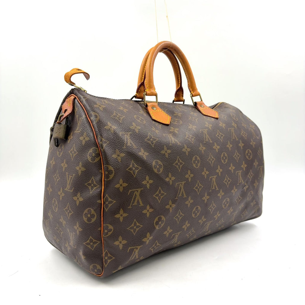 Louis Vuitton Speedy 40 Monogram Leather Brown Light Handbag Gold — view 2