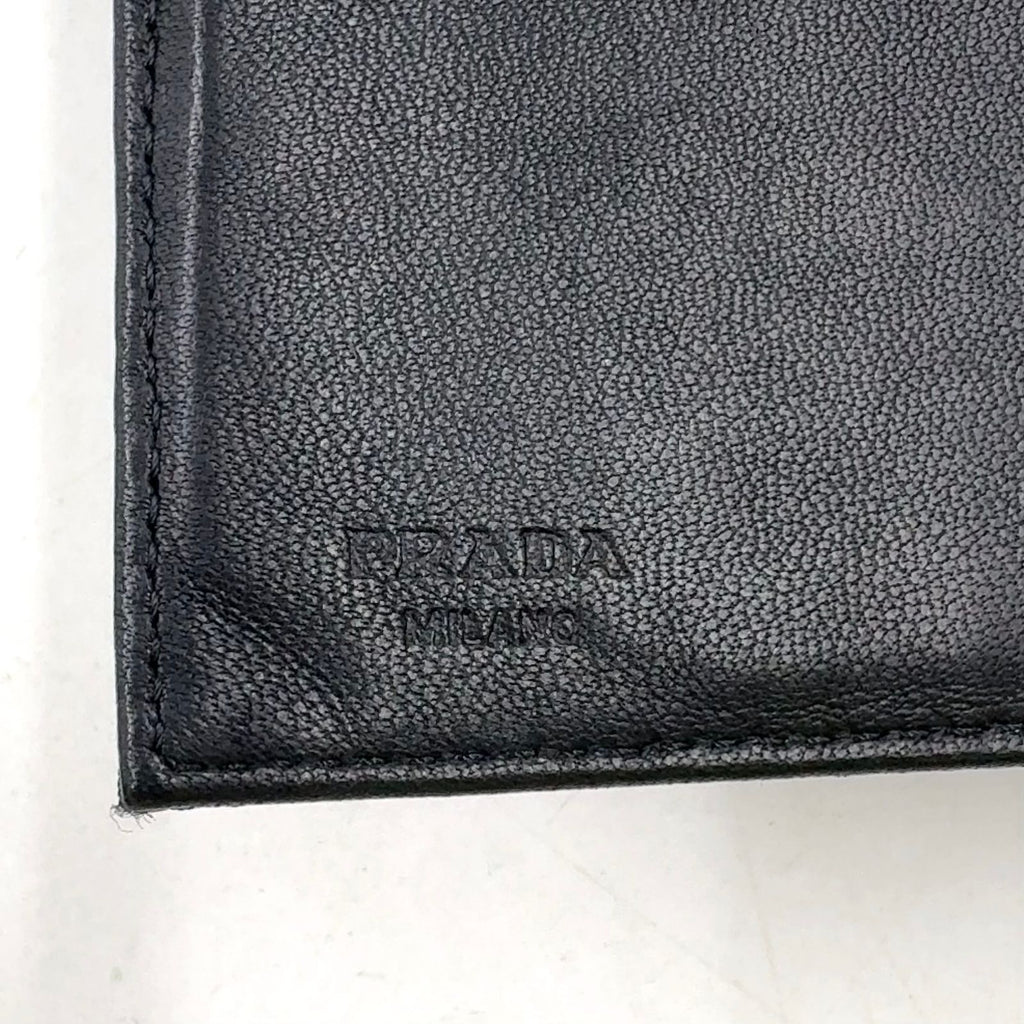 Prada Tessuto Nylon Leather Black Tri Foldwallet Silver Wallet — view 4