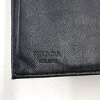 Prada Tessuto Nylon Leather Black Tri Foldwallet Silver Wallet — view 4