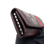 Gucci Sherry Line Leather Green Brown Red Key Case Silver Key Holder — view 6