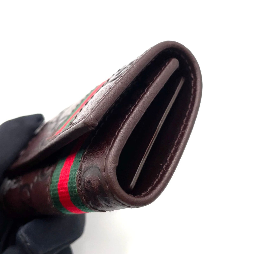 Gucci Sherry Line Leather Green Brown Red Key Case Silver Key Holder — view 5