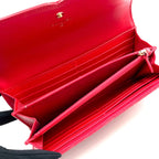 Chanel CC Filigree CC Logo Caviar Leather Red Wallet Gold — view 3