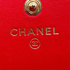 Chanel CC Filigree CC Logo Caviar Leather Red Wallet Gold — view 4