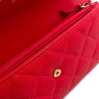 Chanel CC Filigree CC Logo Caviar Leather Red Wallet Gold — view 5