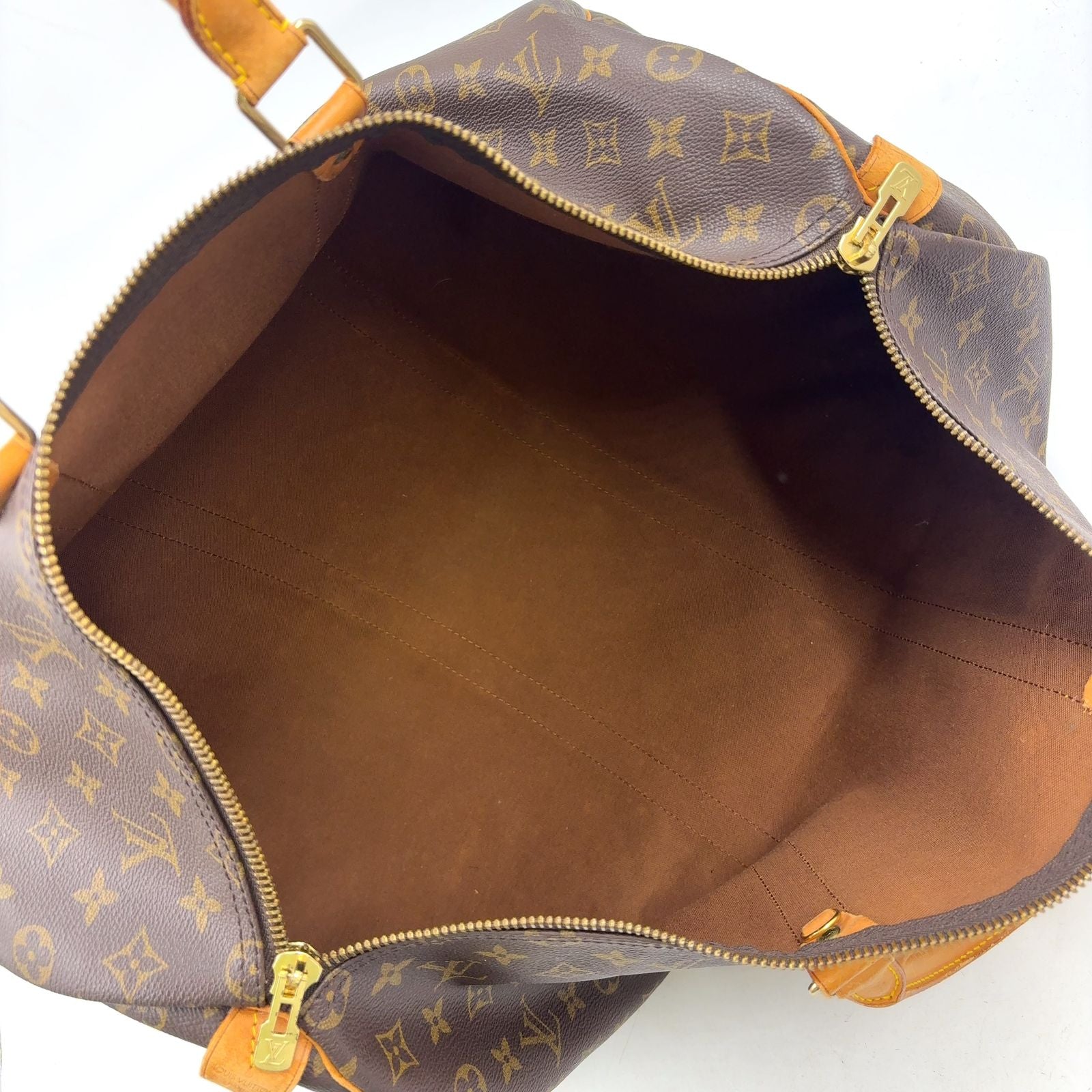 Louis Vuitton Keepall 50 Monogram Leather Brown Light Boston Bag Gold — view 3