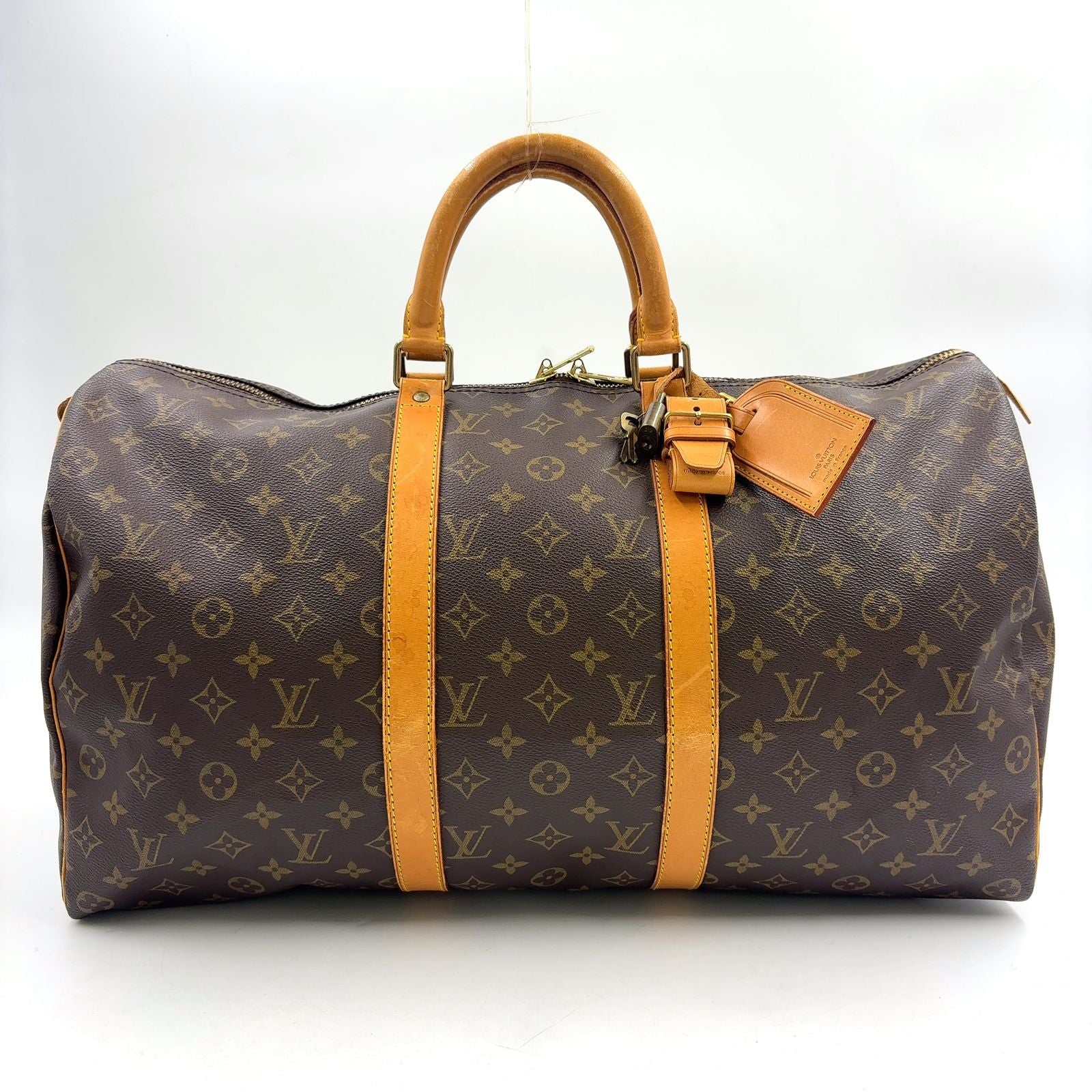 Louis Vuitton Keepall 50 Monogram Leather Brown Light Boston Bag Gold