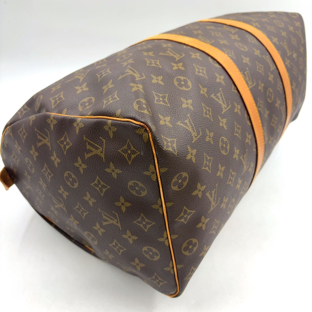 Louis Vuitton Keepall 50 Monogram Leather Brown Light Boston Bag Gold — view 8