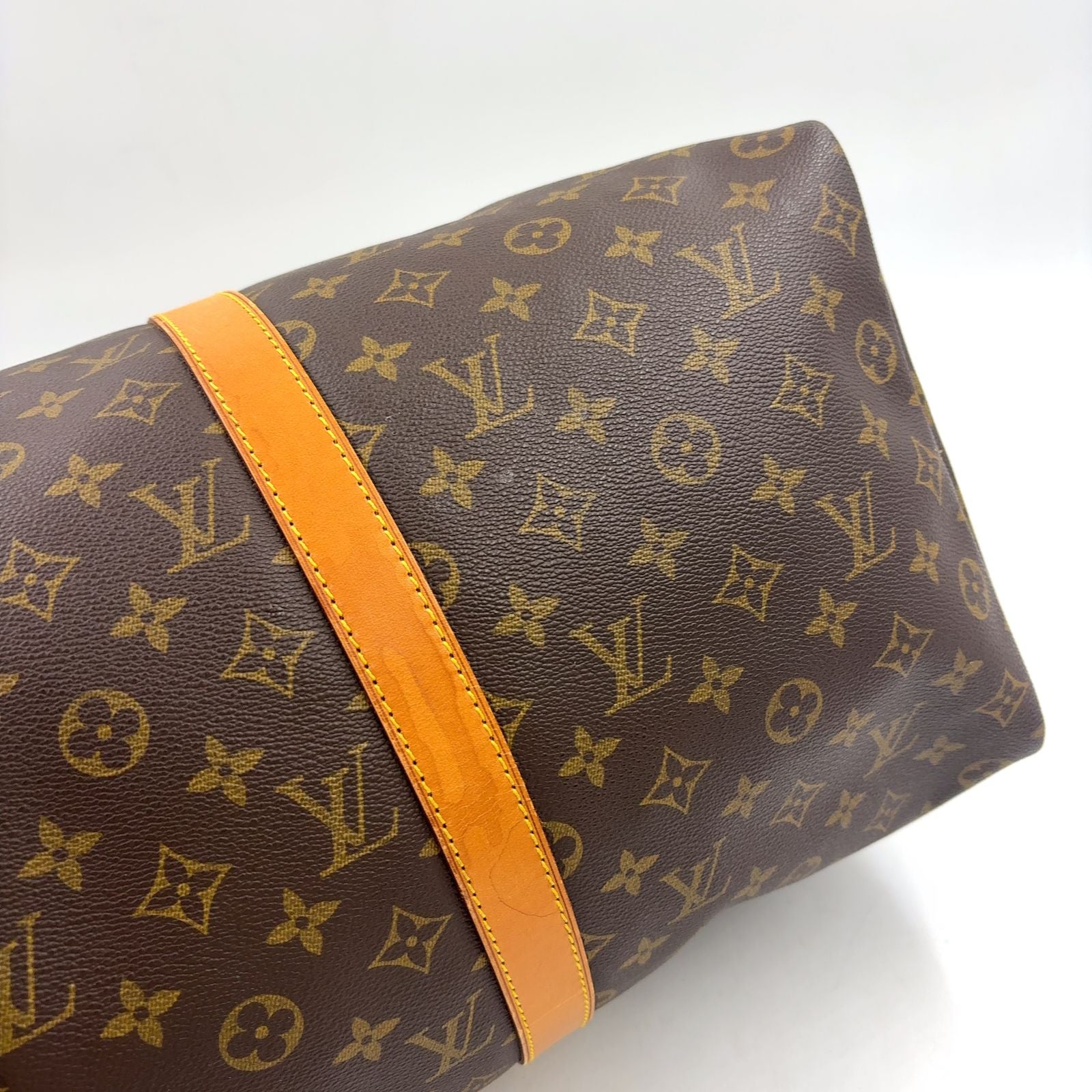 Louis Vuitton Keepall 50 Monogram Leather Brown Light Boston Bag Gold — view 7