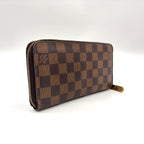 Louis Vuitton Zippy Wallet Damier Ebene Leather Brown Round Gold — view 2