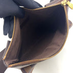 Louis Vuitton Pochette Damier Ebene Leather Brown Shoulder Bag Gold — view 3