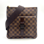 Louis Vuitton Pochette Damier Ebene Leather Brown Shoulder Bag Gold