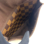 Louis Vuitton Pochette Damier Ebene Leather Brown Shoulder Bag Gold — view 9