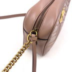 Gucci GG Marmont Quilted Small Chain Leather Beige Shoulder Bag Gold — view 5