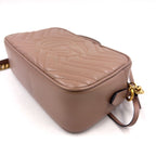 Gucci GG Marmont Quilted Small Chain Leather Beige Shoulder Bag Gold — view 9