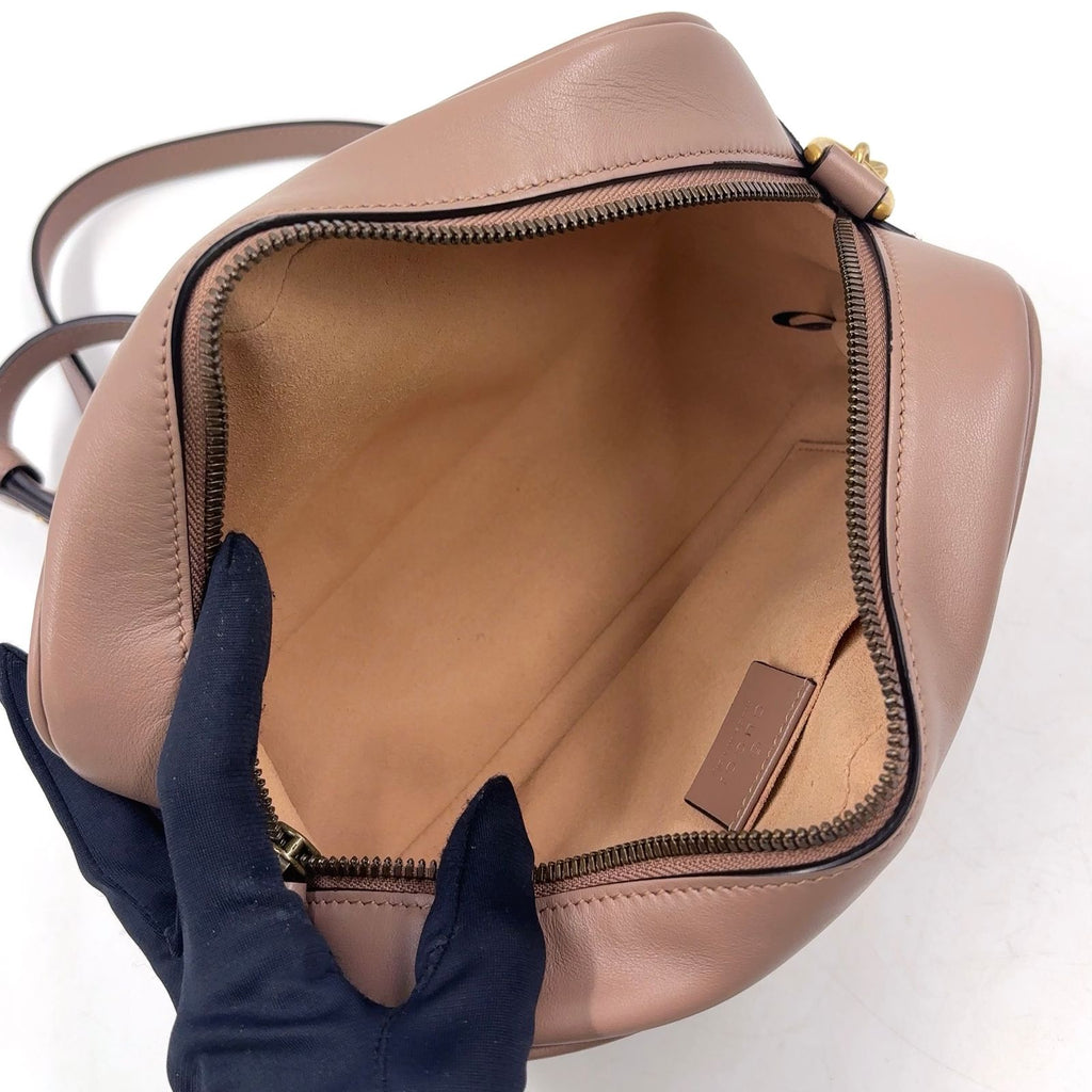 Gucci GG Marmont Quilted Small Chain Leather Beige Shoulder Bag Gold — view 3