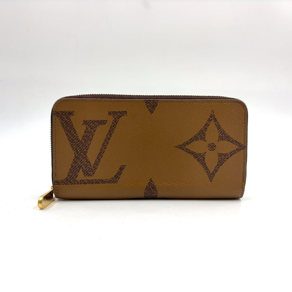 Louis Vuitton Zippy Wallet Monogram Giant Correspondence Leather Brown Round